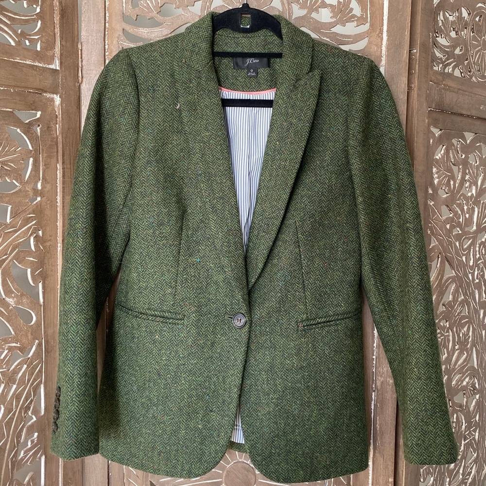 J. Crew English Wool Herringbone Blazer